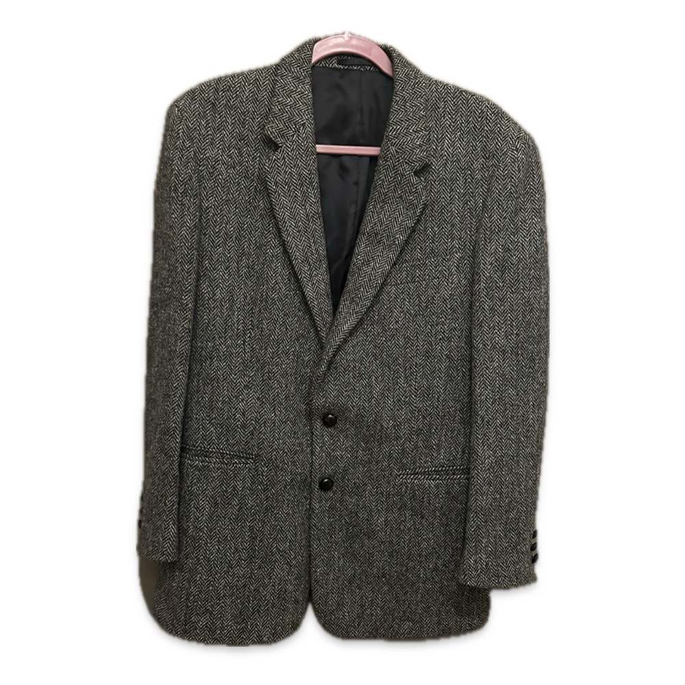 Vintage Classic Gray Herringbone Blazer
